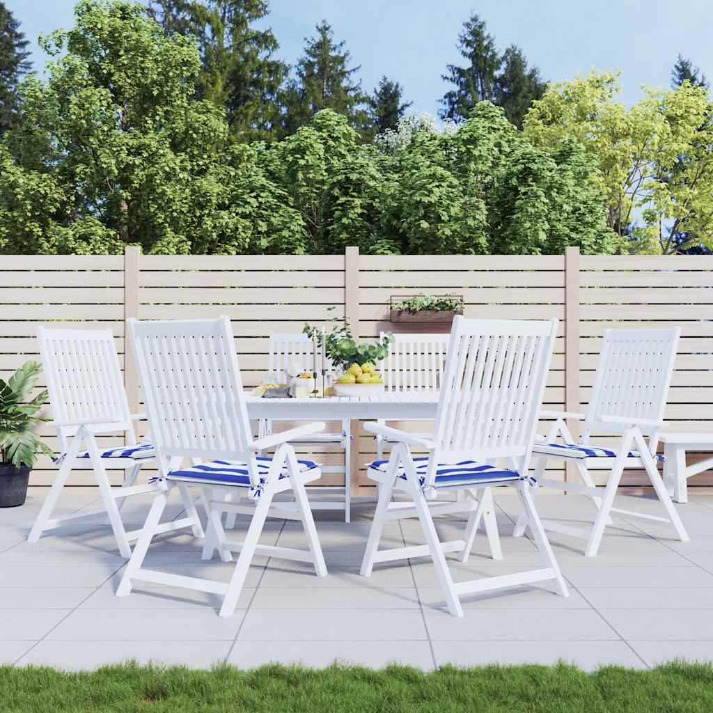 VidaXL coussins de chaise de jardin 6 pcs rayé 50x50x4 cm tissu blanc et bleu