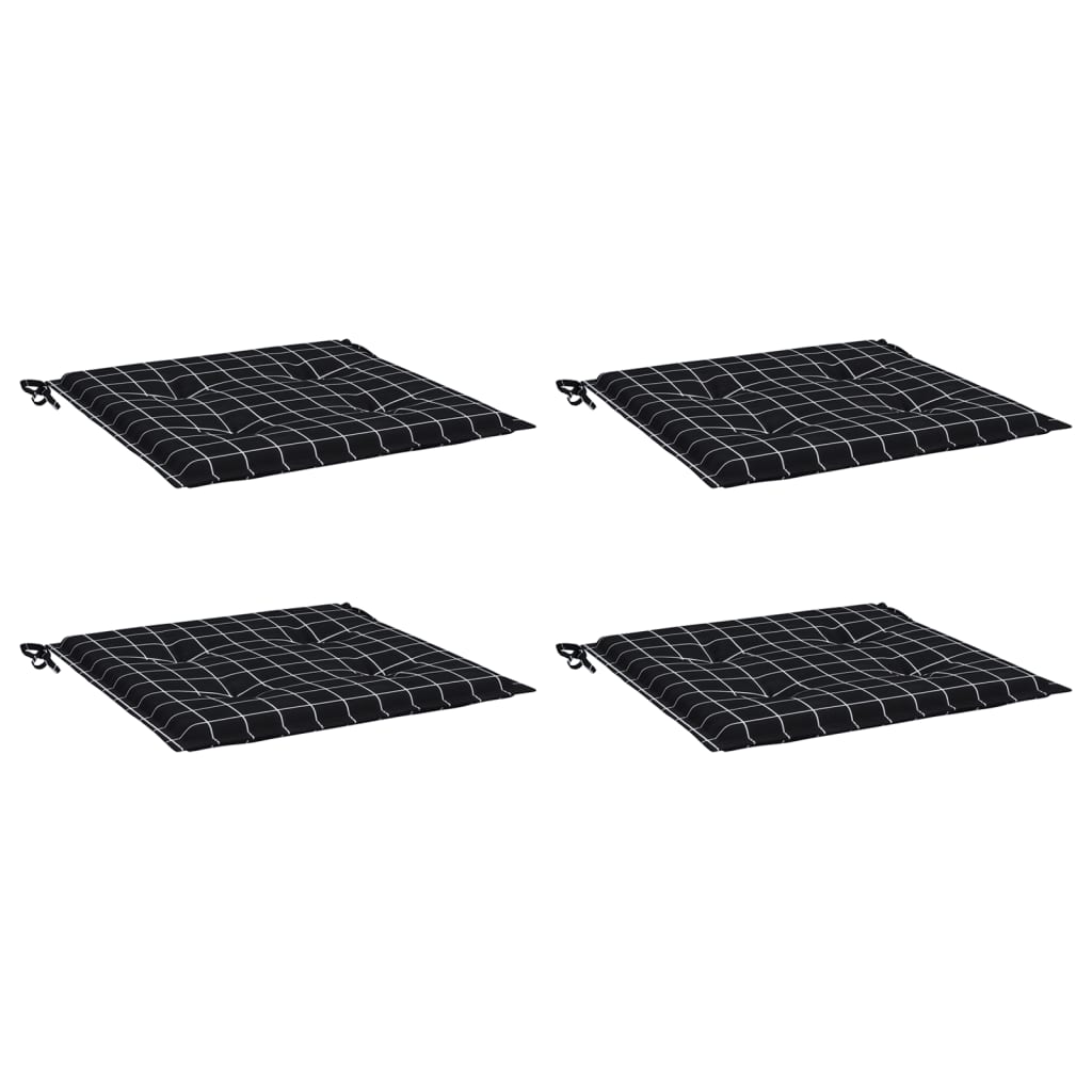 VidaXL coussins de chaise de jardin 4 pcs motif losange 50x50x3 cm tissu noir