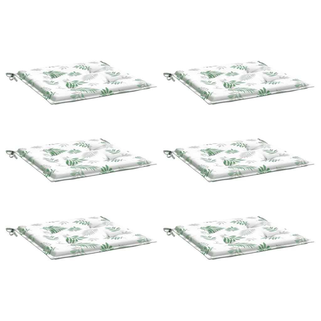 VidaXL coussins de chaise 6 pcs motif feuille 50x50x3 cm tissu