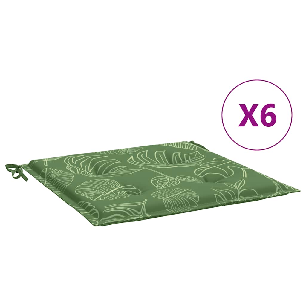 VidaXL coussins de chaise 6 pcs motif feuille 50x50x4 cm tissu
