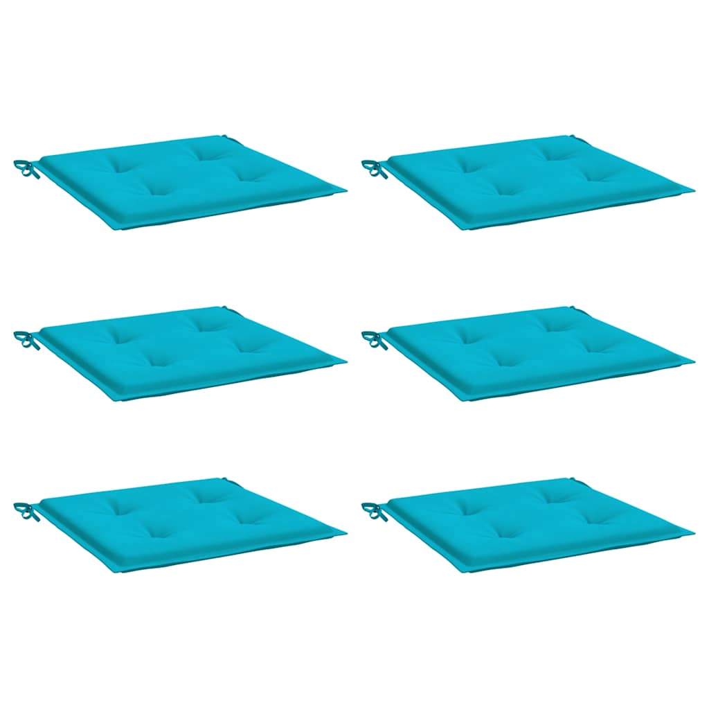 VidaXL coussins de chaise de jardin 6 pcs 50x50x4 cm tissu turquoise