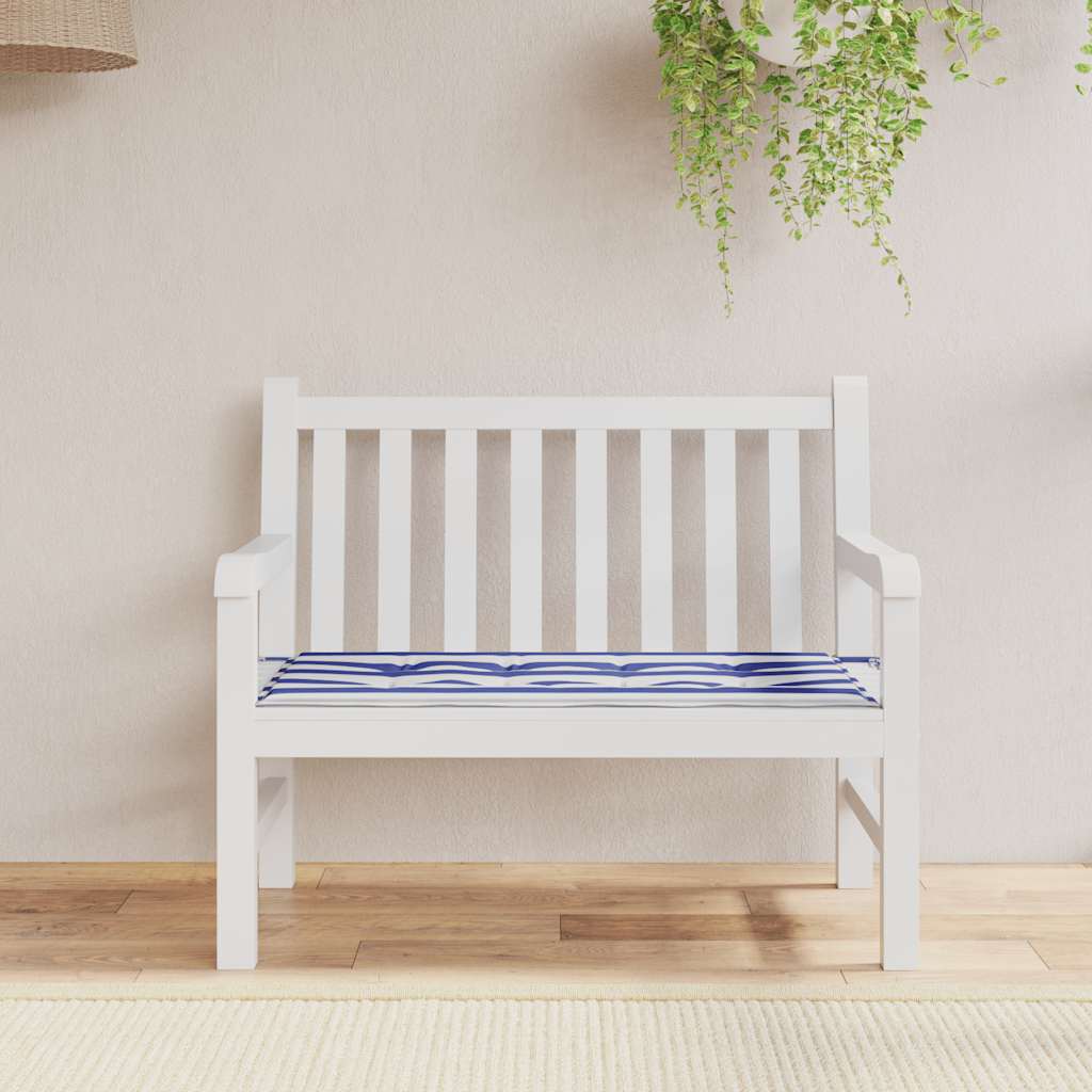 Vidaxx coussin de banc de jardin rayé 100x50x4 cm tissu oxford blanc et bleu