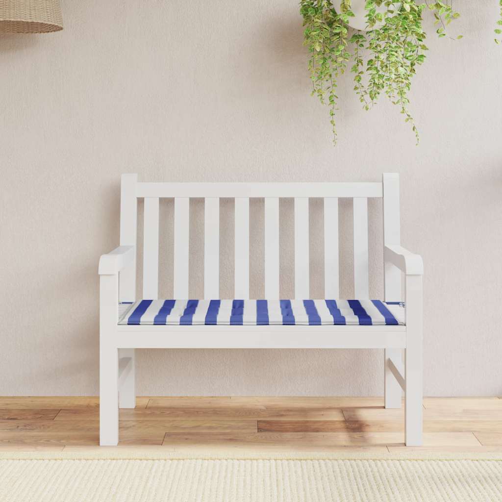 Vidaxx coussin de banc de jardin rayé 120x50x4 cm tissu oxford blanc et bleu