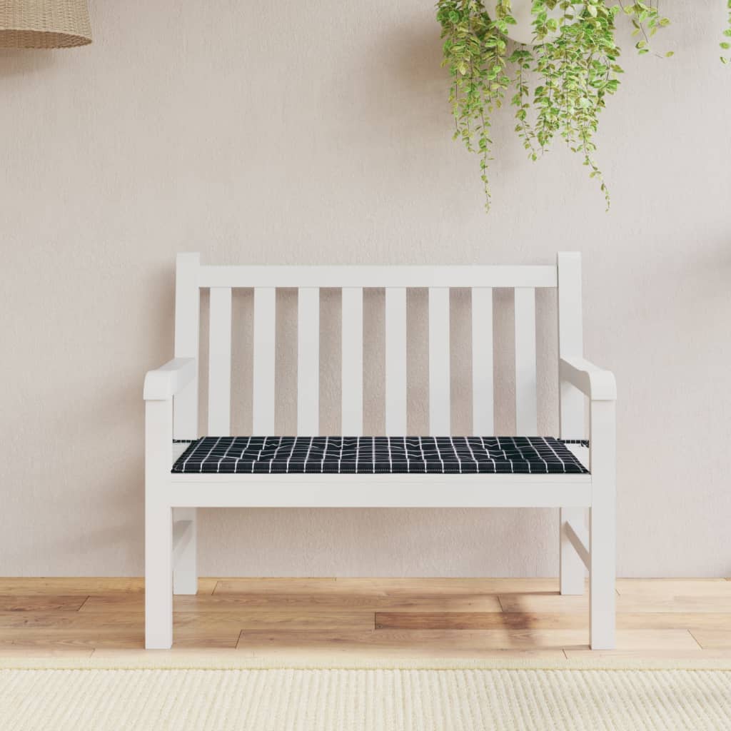 Vidaxl Garden Bench polštář Checker vzorec 120x50x3 cm oxford textilie černá