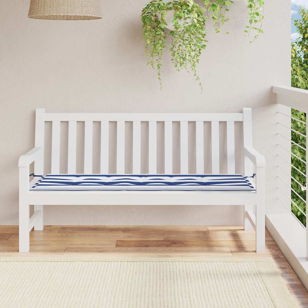 Vidaxx coussin de banc de jardin rayé 150x50x4 cm tissu oxford blanc et bleu