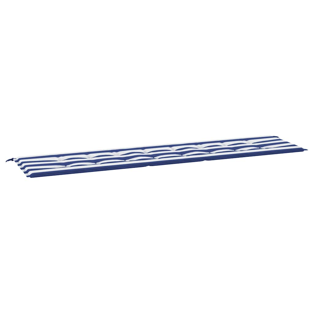 VidaXL coussin de banc de jardin rayé 200x50x4 cm tissu blanc et bleu