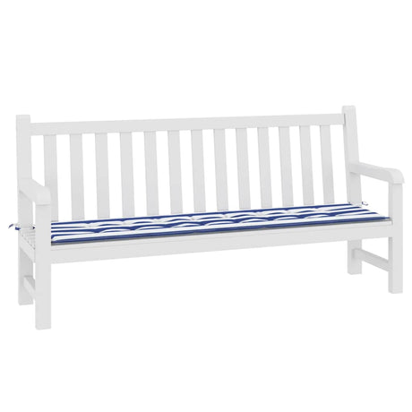 VidaXL coussin de banc de jardin rayé 200x50x4 cm tissu blanc et bleu