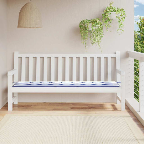 VidaXL coussin de banc de jardin rayé 200x50x4 cm tissu blanc et bleu