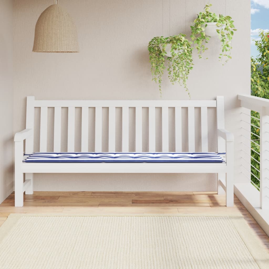 Vidaxl Garden Bench polštář pruhovaný 200x50x3 cm tkanina bílá a modrá