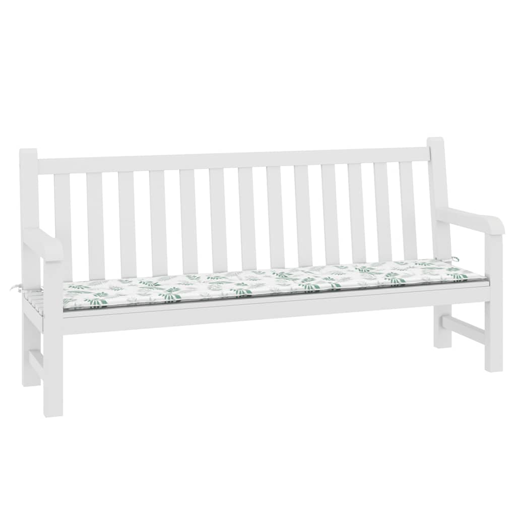 VidaXL coussin de banc de jardin motif feuille 200x50x4 cm tissu
