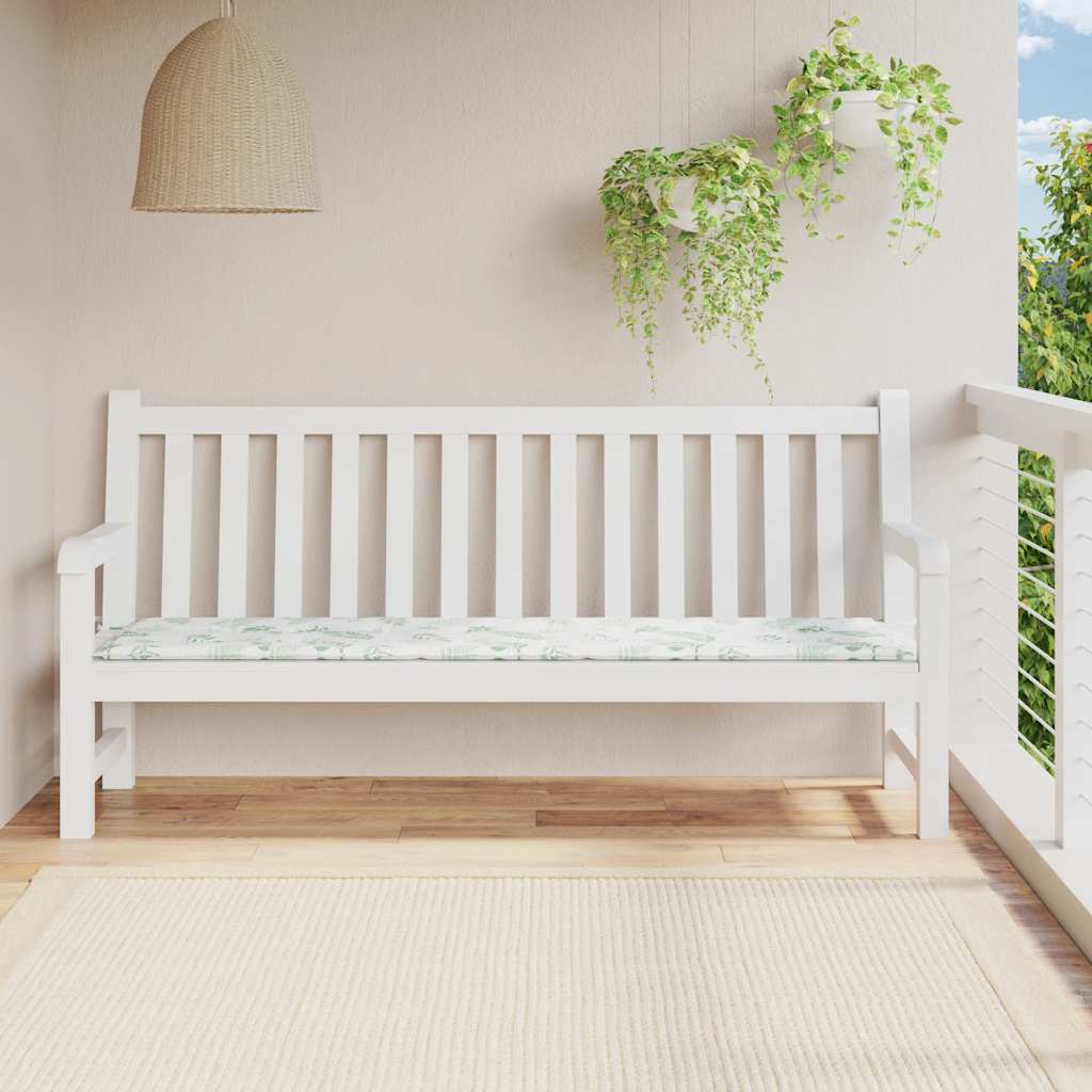 VidaXL coussin de banc de jardin motif feuille 200x50x4 cm tissu