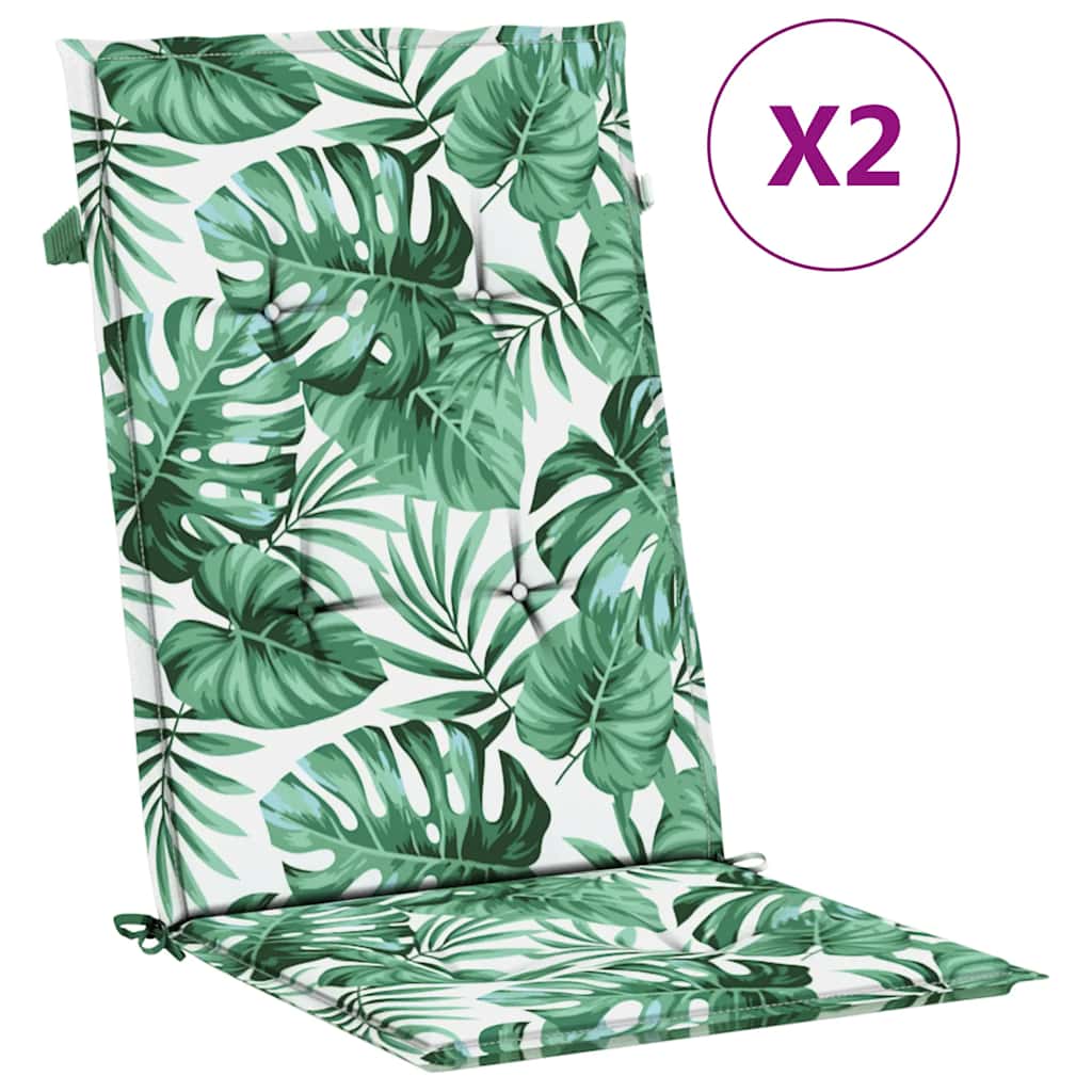VidaXL coussins de chaise 2 pièces tissu à motif de feuilles à dossier haut