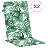 VidaXL coussins de chaise 2 pièces tissu à motif de feuilles à dossier haut