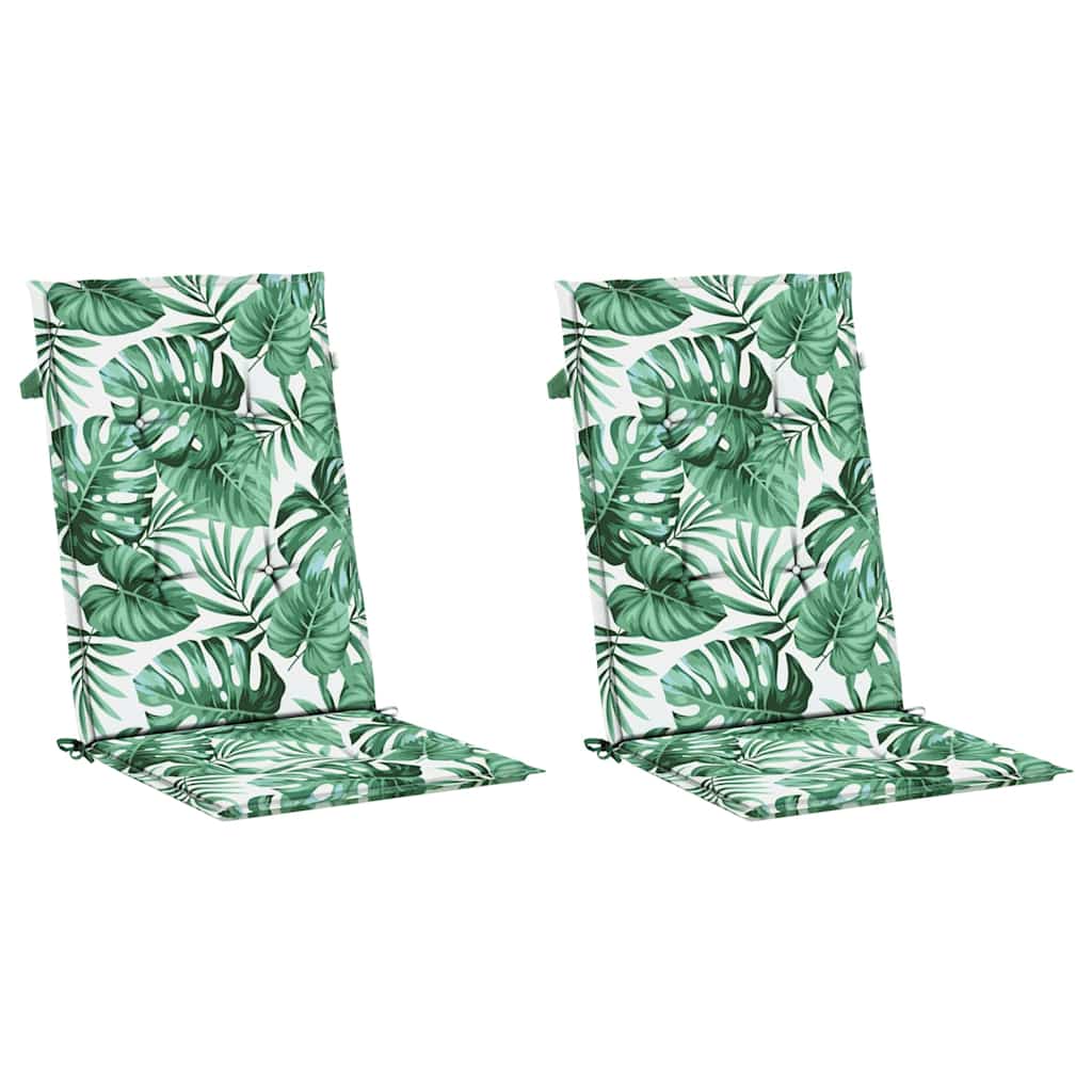 VidaXL coussins de chaise 2 pièces tissu à motif de feuilles à dossier haut