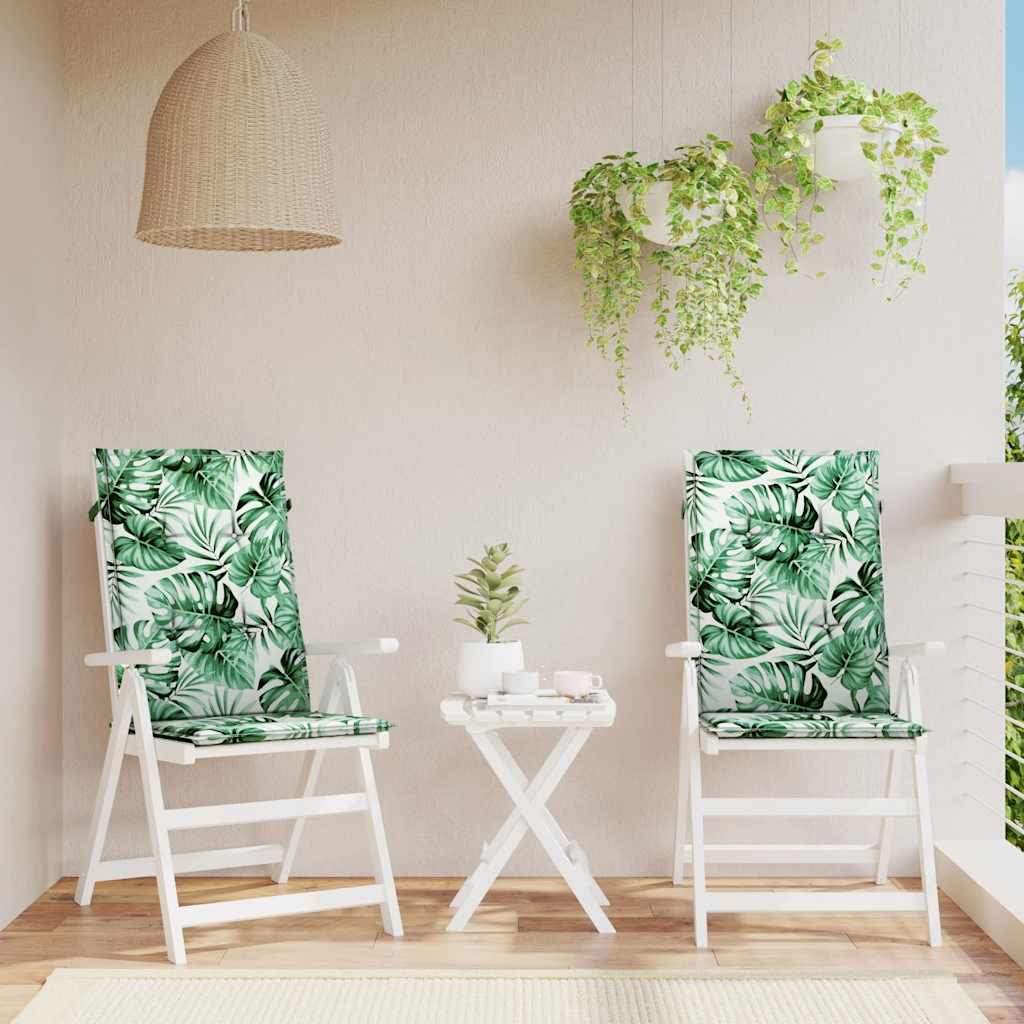 VidaXL coussins de chaise 2 pièces tissu à motif de feuilles à dossier haut