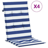 VidaXL coussins de chaise 4 pcs tissu à dossier haut rayé blanc et bleu