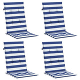 VidaXL coussins de chaise 4 pcs tissu à dossier haut rayé blanc et bleu