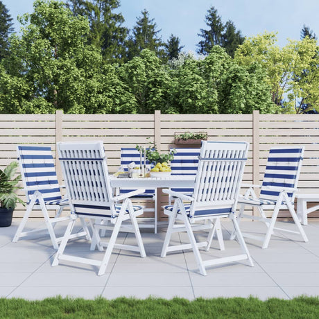 VidaXL coussins de chaise 6 pcs dossier haut tissu rayé blanc et bleu