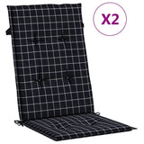 VidaXL coussins de chaise 2 pcs dossier haut motif losange tissu noir