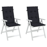 VidaXL coussins de chaise 2 pcs dossier haut motif losange tissu noir