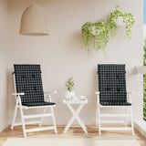 VidaXL coussins de chaise 2 pcs dossier haut motif losange tissu noir