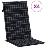 VidaXL coussins de chaise 4 pcs dossier haut motif losange tissu noir