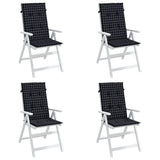 VidaXL coussins de chaise 4 pcs dossier haut motif losange tissu noir