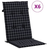 VidaXL coussins de chaise 6 pcs dossier haut motif losange tissu noir
