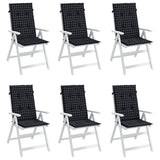 VidaXL coussins de chaise 6 pcs dossier haut motif losange tissu noir