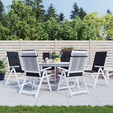 VidaXL coussins de chaise 6 pcs dossier haut motif losange tissu noir