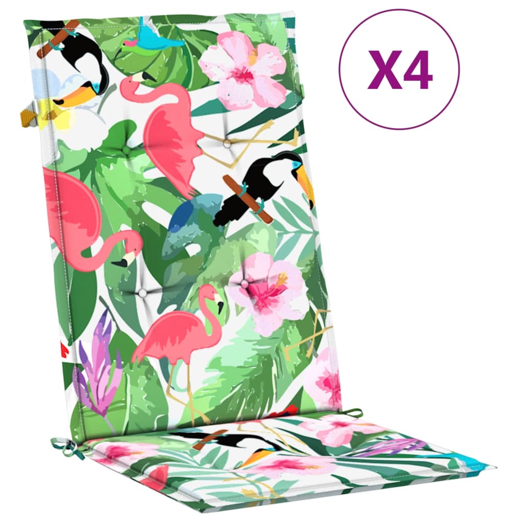 VidaXL coussins de chaise 4 pcs tissu à dossier haut multicolore