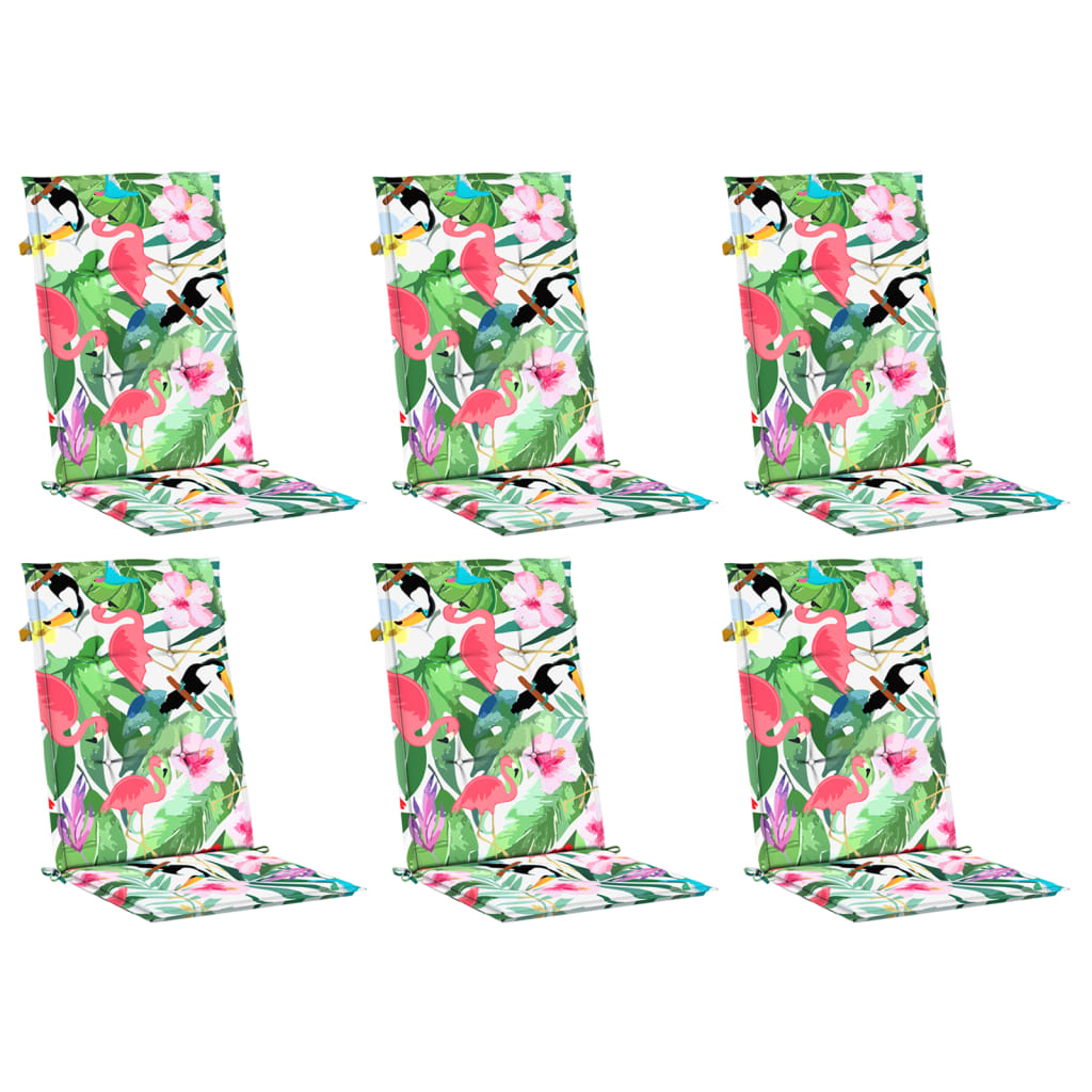 VidaXL coussins de chaise 6 pcs tissu à dossier haut multicolore