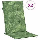 VidaXL coussins de chaise 2 pièces tissu à motif de feuilles à dossier haut