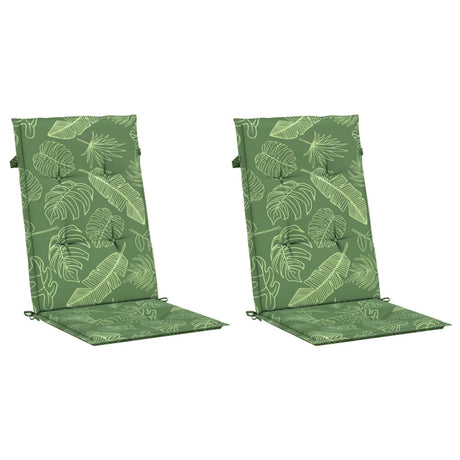 VidaXL coussins de chaise 2 pièces tissu à motif de feuilles à dossier haut