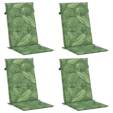 VidaXL coussins de chaise 4 pièces tissu à motif de feuilles à dossier haut
