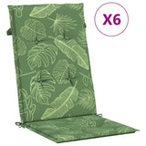 VidaXL coussins de chaise 6 pièces tissu à motif de feuilles à dossier haut