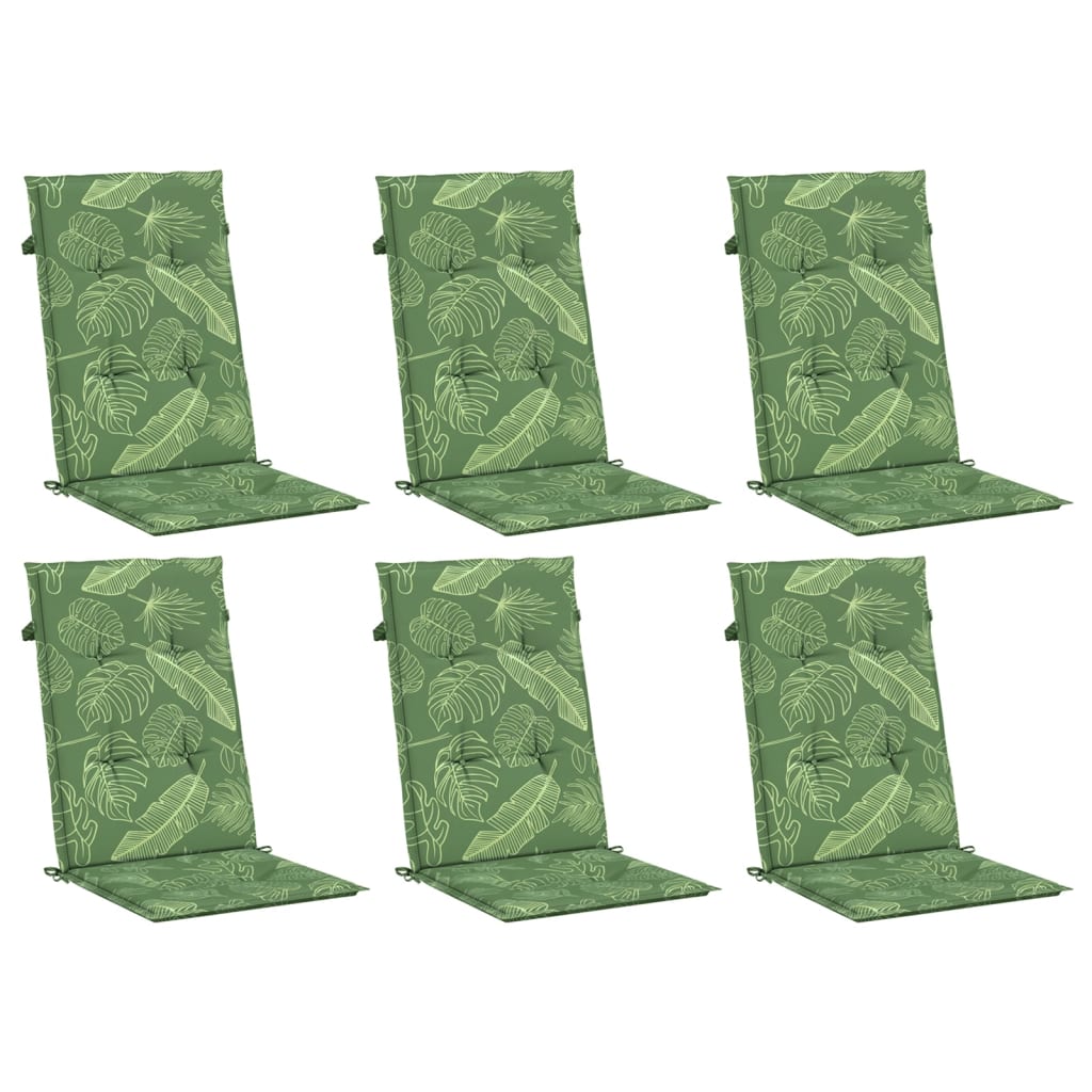 VidaXL coussins de chaise 6 pièces tissu à motif de feuilles à dossier haut