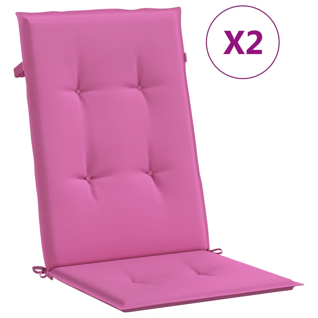 Vidaxx coussins de chaise de jardin dossier haut 2 pcs 120x50x3 cm tissu rose