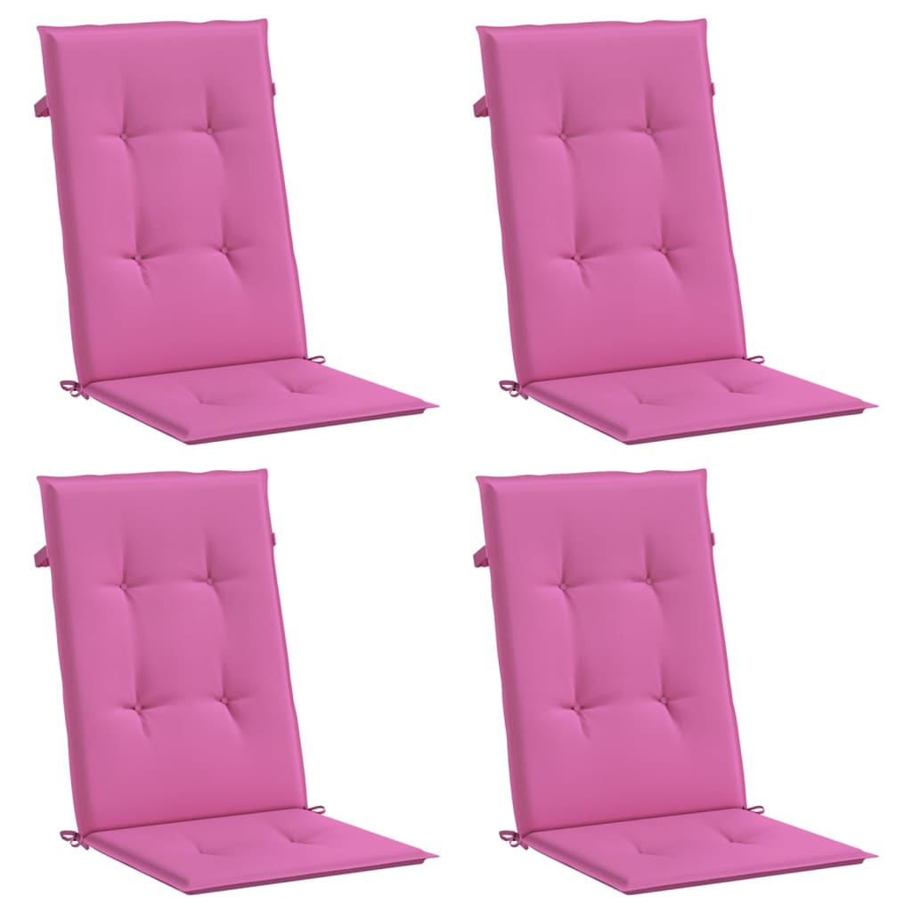 VidaXL coussins de chaise 4 pcs tissu à dossier haut rose