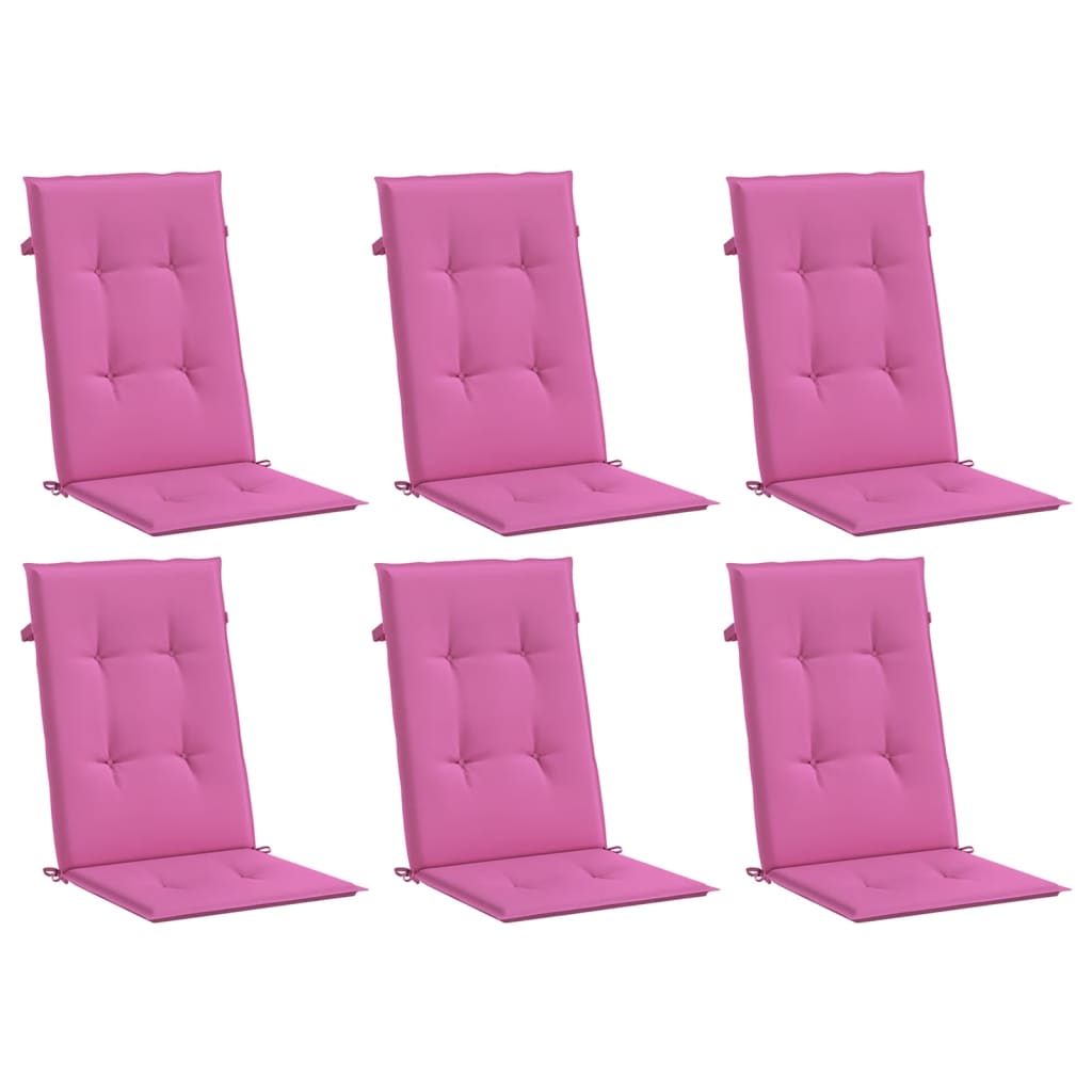 VidaXL coussins de chaise 6 pcs tissu à dossier haut rose
