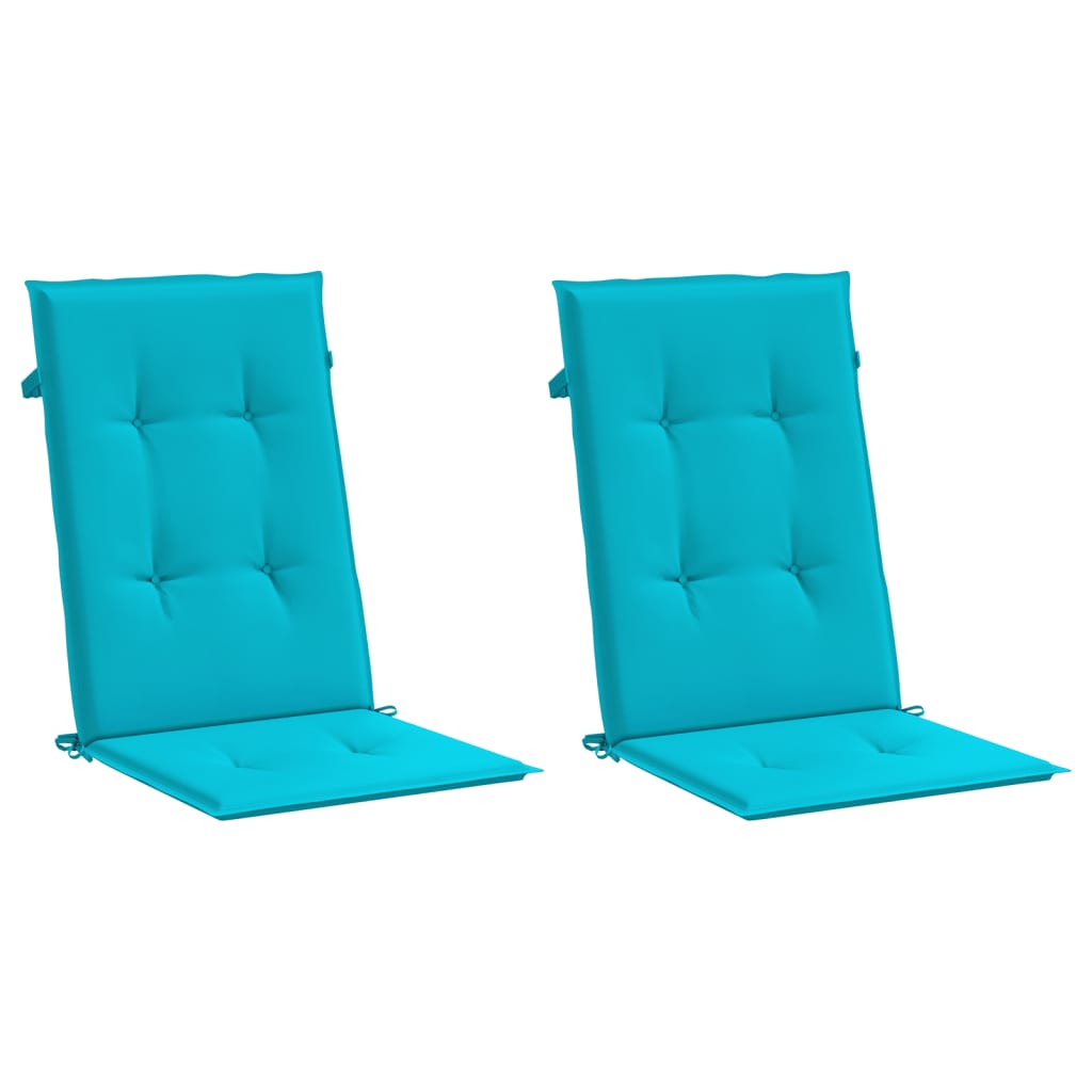 VidaXL coussins de chaise 2 pcs tissu à dossier haut turquoise