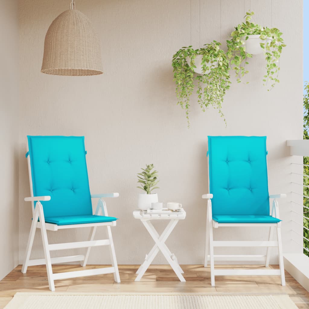 VidaXL coussins de chaise 2 pcs tissu à dossier haut turquoise