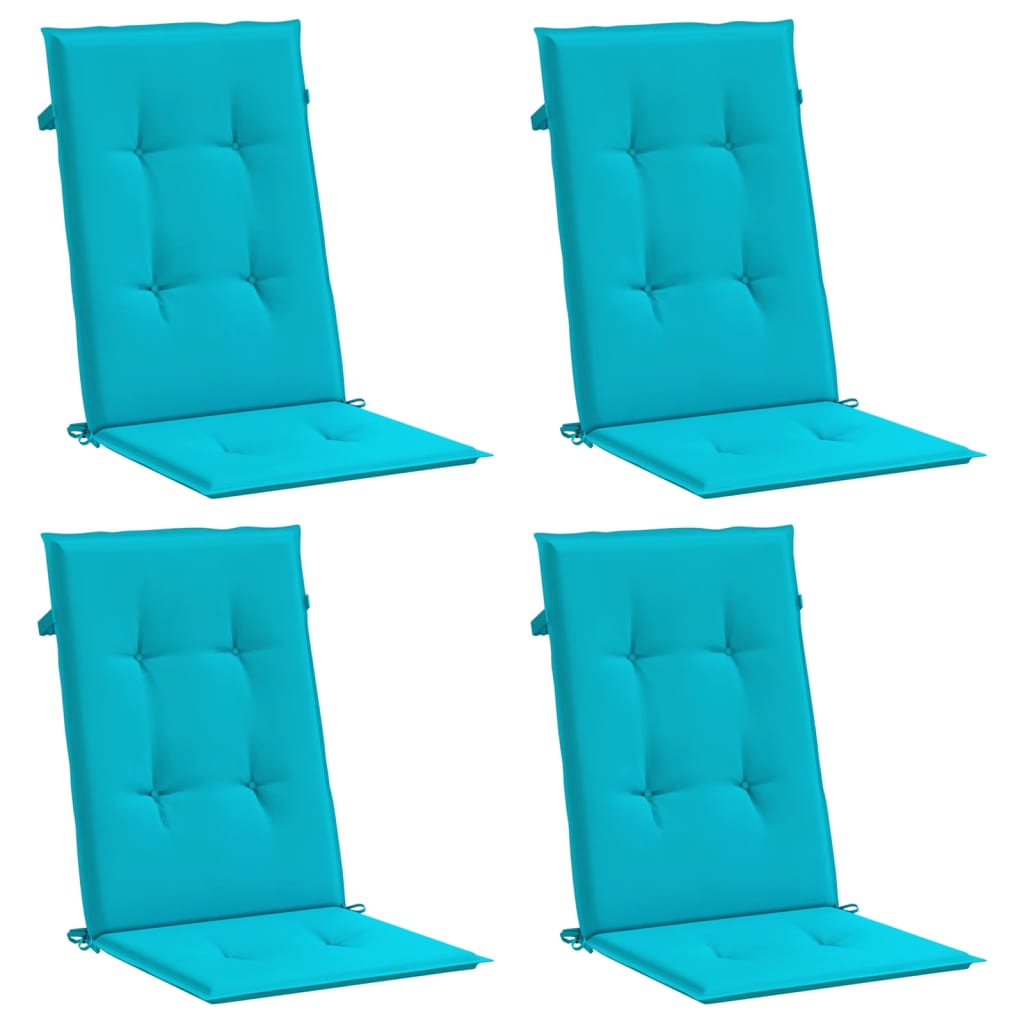 VidaXL coussins de chaise 4 pcs tissu à dossier haut turquoise