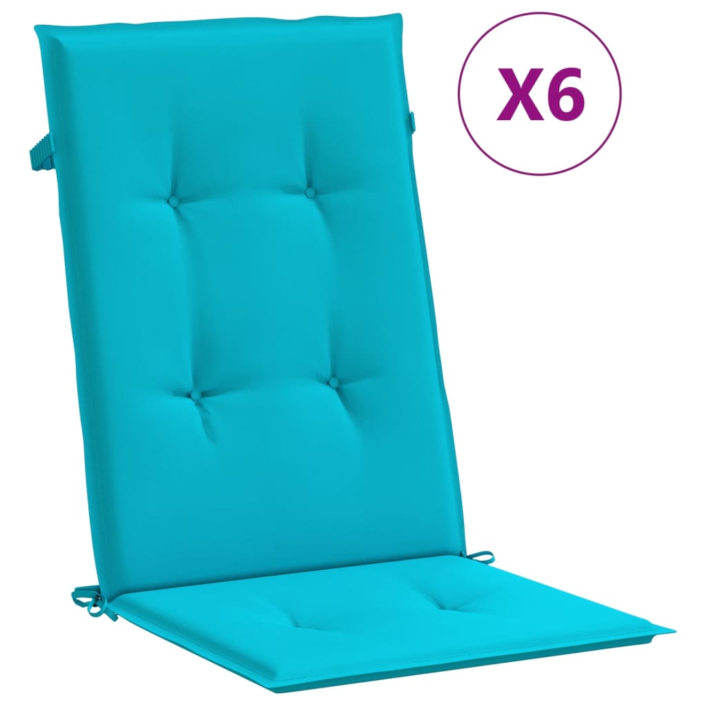 VidaXL coussins de chaise dossier haut 6 pcs tissu turquoise
