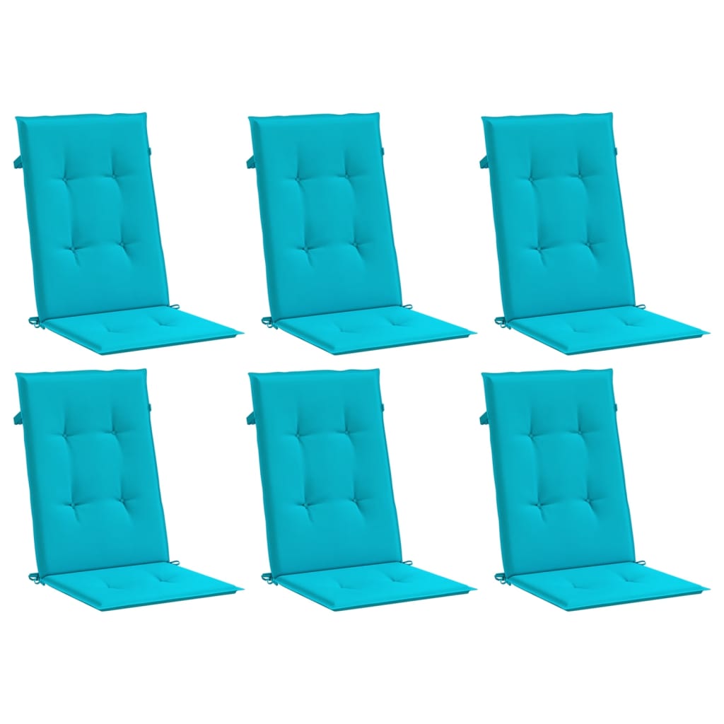 VidaXL coussins de chaise dossier haut 6 pcs tissu turquoise