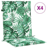 VidaXL coussins de chaise 4 pièces tissu à motif de feuilles à dossier bas