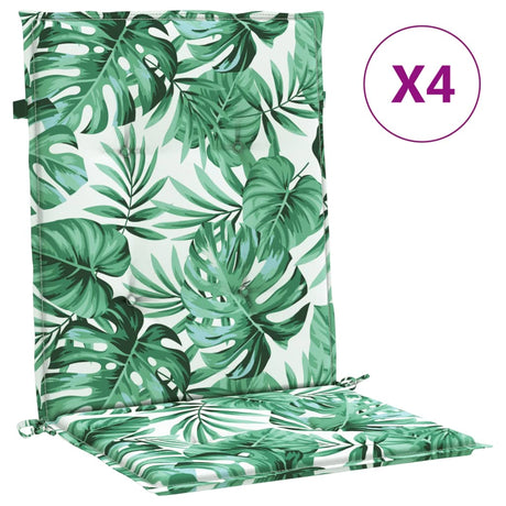 VidaXL coussins de chaise 4 pièces tissu à motif de feuilles à dossier bas