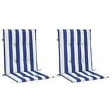 VidaXL coussins de chaise 2 pcs dossier bas tissu rayé blanc et bleu