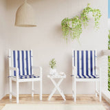 VidaXL coussins de chaise 2 pcs dossier bas tissu rayé blanc et bleu
