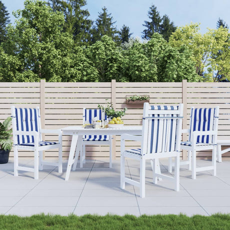 VidaXL coussins de chaise 4 pcs dossier bas tissu rayé blanc et bleu